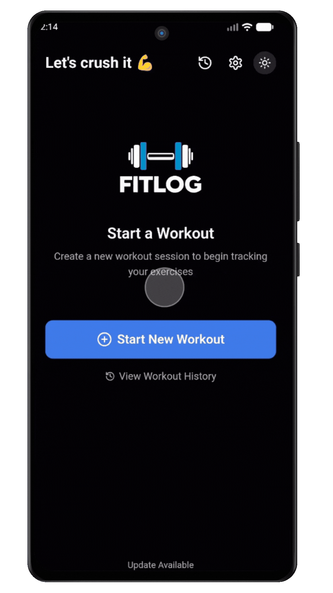 Fitlog workout logging screen